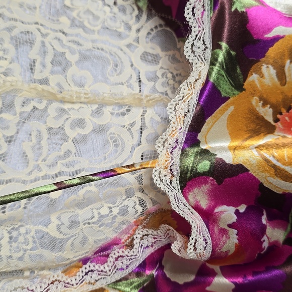 Vintage 1980's Cacique Lingerie Floral Lace Slip Dress Size Medium - Picture 7 of 9